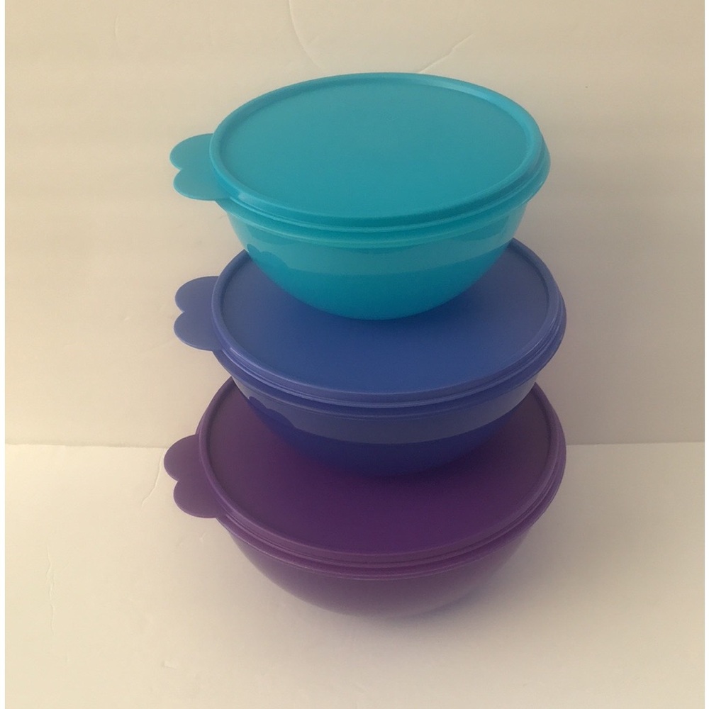 Stackable Storage Bowl Set of 3 Purple, Navy & Blue